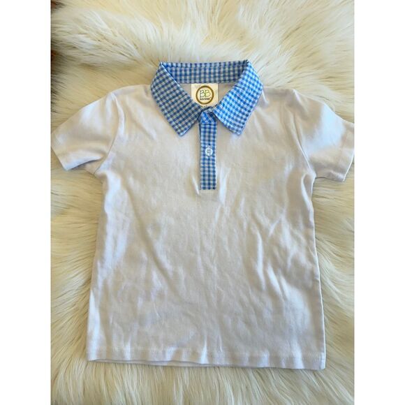 Other - Blanks Boutique blue gingham collar white polo 4t EUC‎